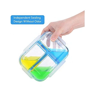 Independent Sealing Design Without Odor 2-Compartment  3-Compartment  Glass Food Container with Snap