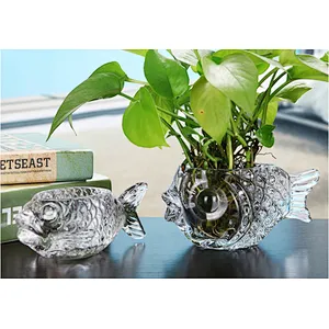 Fish shape modern art style glass vase for Home Deco
