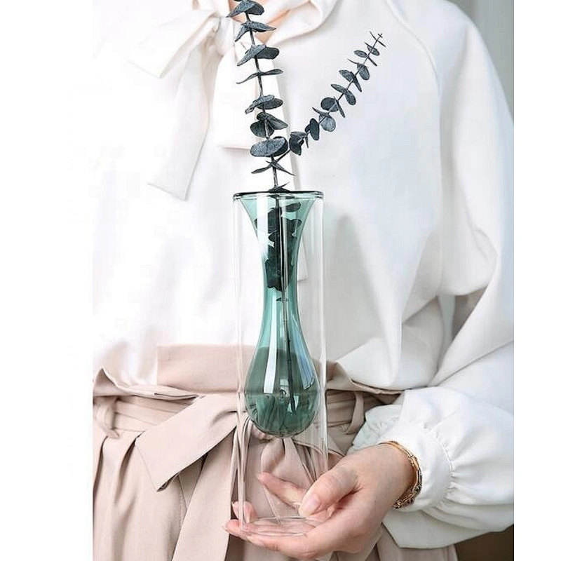 Northern-Europe style double-wall color glass vase water-planting