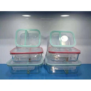Independent Sealing Design Without Odor 2-Compartment  3-Compartment  Glass Food Container with Snap