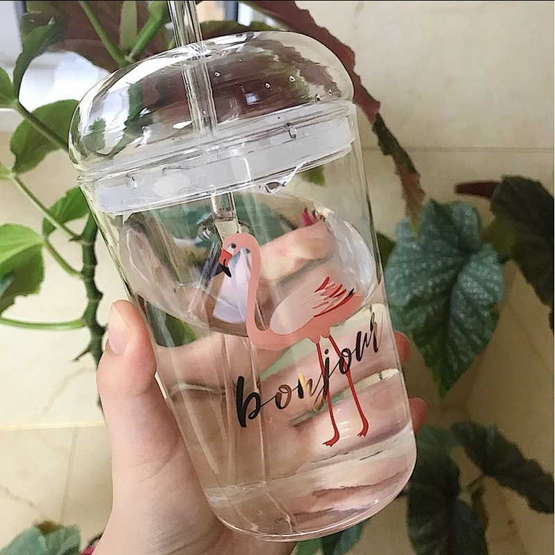 400 ml Reusable Phyrex Borosilicate Glass Coffee Cup Hot Water Glass Tumbler Tumbler With Glass Straw Lid