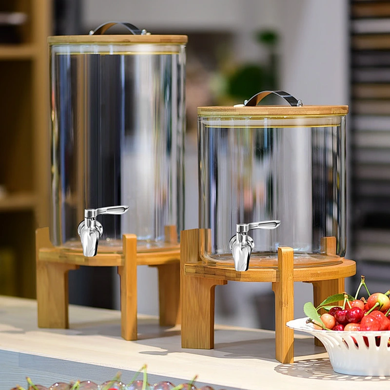 Wholesale Cylinder Glass Beverage Drink Dispenser With Mental Tap