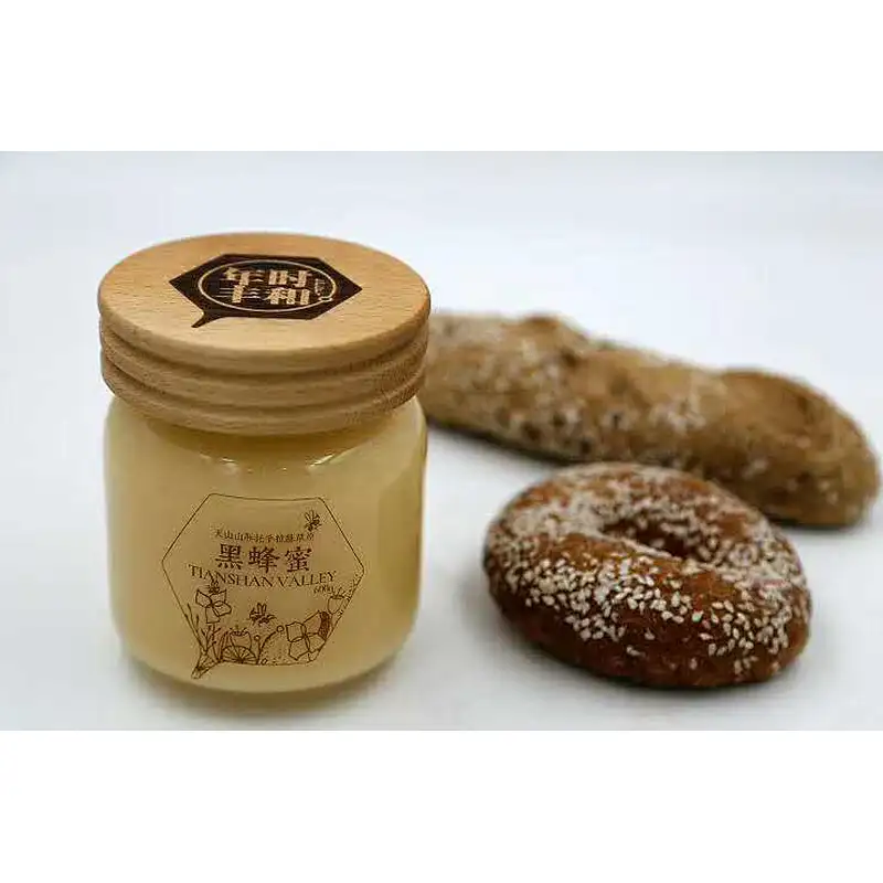 Customized High Borosilicate Glass Jar With Wooden Screw Lid  For Honey/Pickle/Home Storage