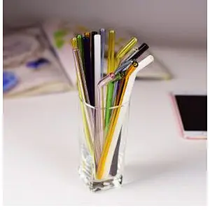 Reusable Straight and Bent Heat-resistant High Borosilicate Drinking Glass Straws With Customized Color and Logo