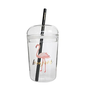 400 ml Reusable Phyrex Borosilicate Glass Coffee Cup Hot Water Glass Tumbler Tumbler With Glass Straw Lid