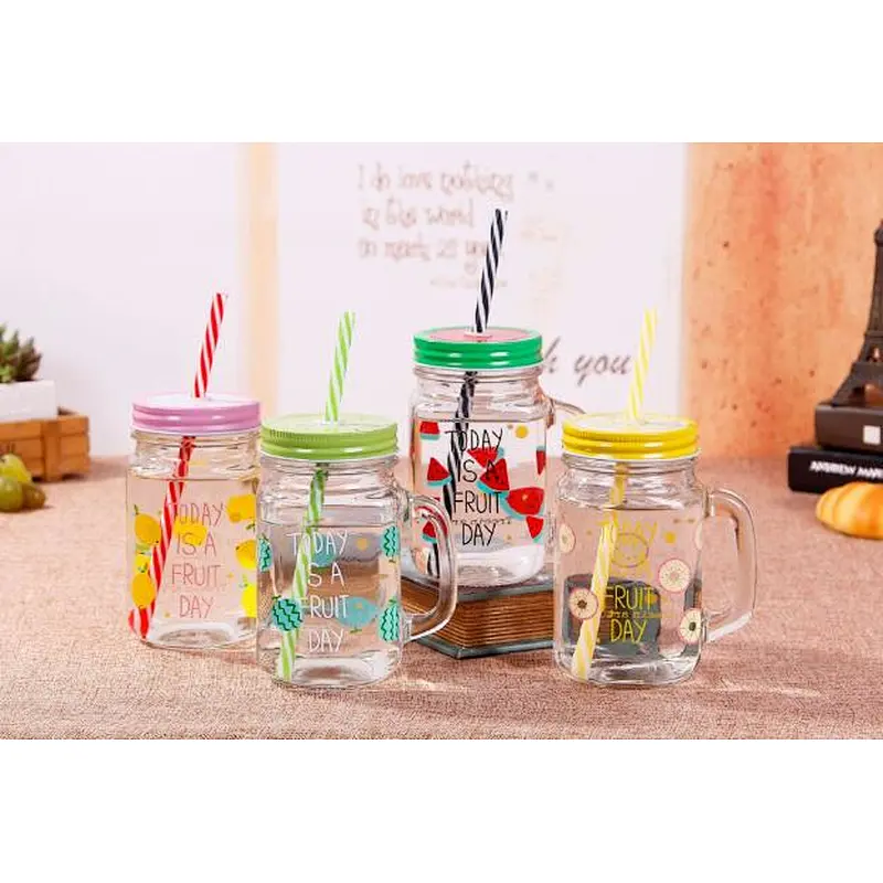 300ml Multiple Styles Glass Mason Jar With lid and handles