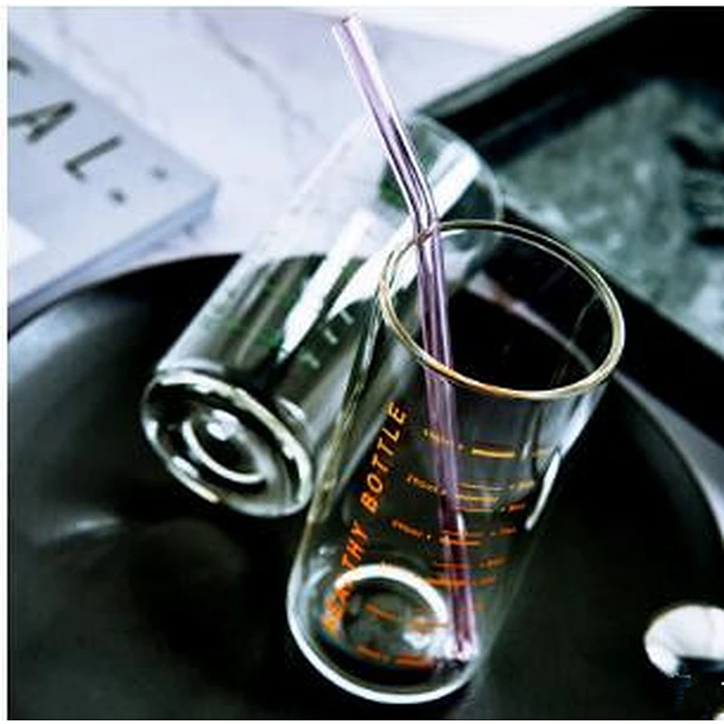 Reusable Straight and Bent Heat-resistant High Borosilicate Drinking Glass Straws With Customized Color and Logo