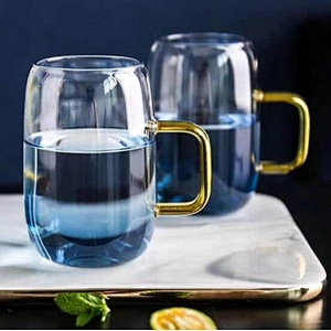 Gradient blue web celebrity style cold kettle set pyrex glass for juice or water