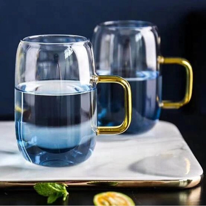 Gradient blue web celebrity style cold kettle set pyrex glass for juice or water