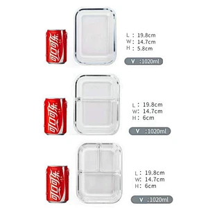 1020ml  Borosilicate Glass Food Storage Container Set with Leak-Proof Airtight Snap Latch Plastic Lids