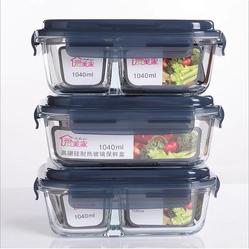 1020ml prep meal container borosilicate glass food storage container