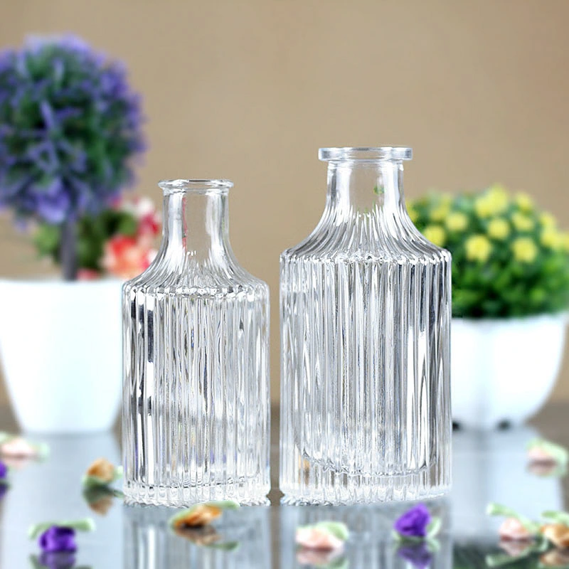 Clear 40ml/100ml/150ml/160ml/250ml Reed Roman Pillar Vertical Stripe Glass Diffuser Bottle