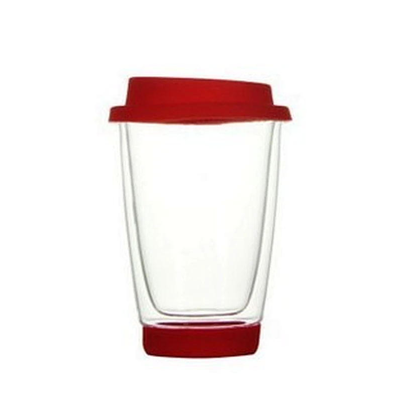 Free Sample Wholesale Customize Logo Reusable Insulated Glass Cup With Silicone Sleeve