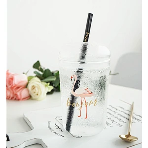 400 ml Reusable Phyrex Borosilicate Glass Coffee Cup Hot Water Glass Tumbler Tumbler With Glass Straw Lid