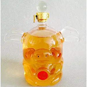 500ml 1L Pig Shaped Borosilicate Wine Custom Glass Bottle