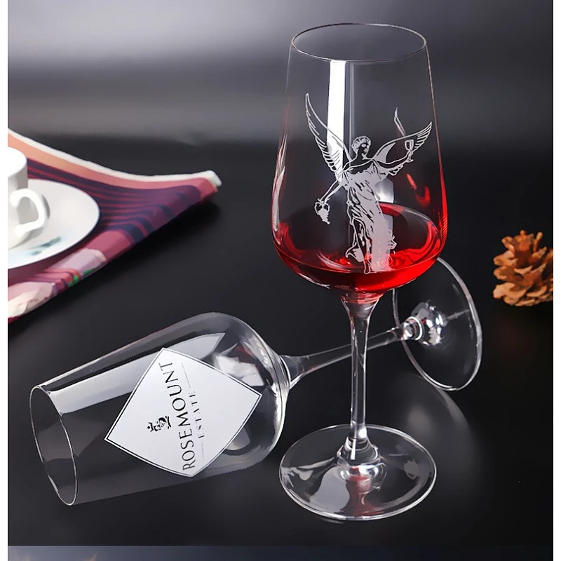 13 oz Customized Logo Printing Promotional Long Stem Wine Glass Set Goblet Red Wine Glass Made of Crystal Glass