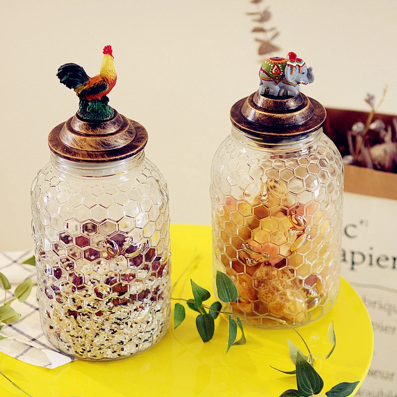 4L Wholesale Decorative Glass Hermetic Storage Food Jar With Copper Cover Gasket Lid