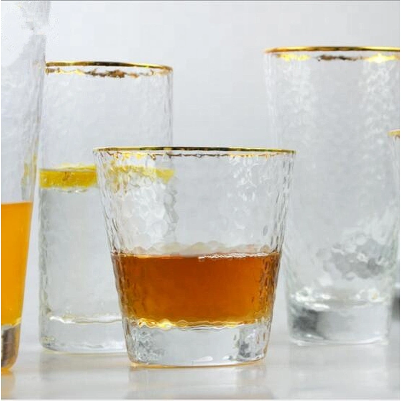 Japanese style gilt-edged hammer head glass cup