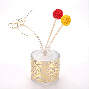 Round Luxury Reed Diffuser Bottle with Golden Electroplate