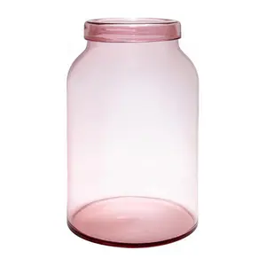 Colored sweet pink glass vase for centerpiece, unique glass flower vase for home or wedding decoration