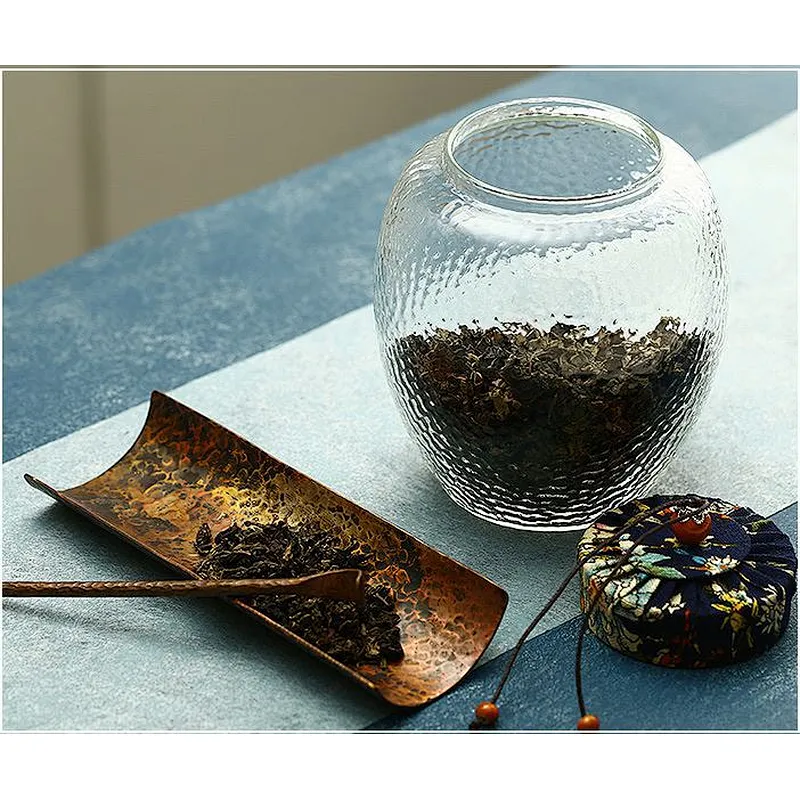 800ml hammer technology glass jar with bamboo lid for tea food storage