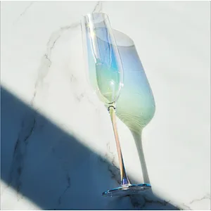 Hot saling Colorful fluorescence champagne flutes wine glass cup cocktail glass
