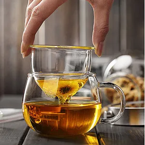 Wholesaler Office 300ml Borosilicate Glass Cup Sets for Flower Tea