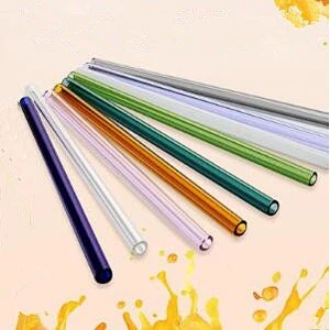 Reusable Straight and Bent Heat-resistant High Borosilicate Drinking Glass Straws With Customized Color and Logo
