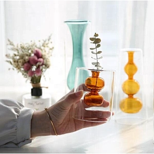 Northern-Europe style double-wall color glass vase water-planting