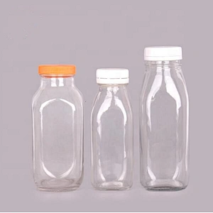 10oz/16oz/Transparent Square Leak-proof Milk Glass Bottle with Tamperproof Cap