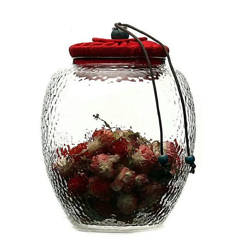 800ml hammer technology glass jar with bamboo lid for tea food storage