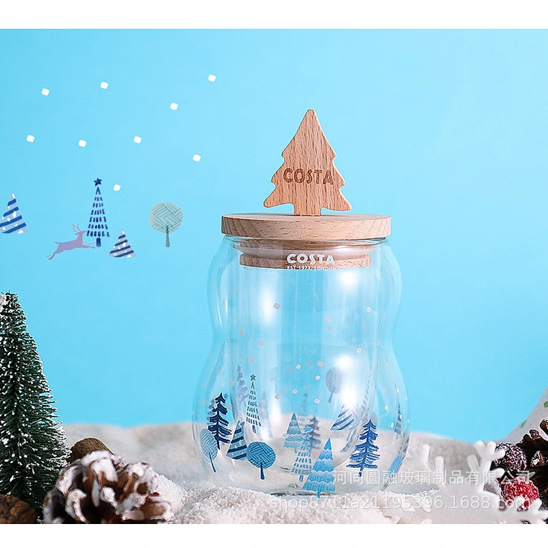 200ml Promotion Clear Double Wall Christmas Glass Cup for  Drinkware Gift
