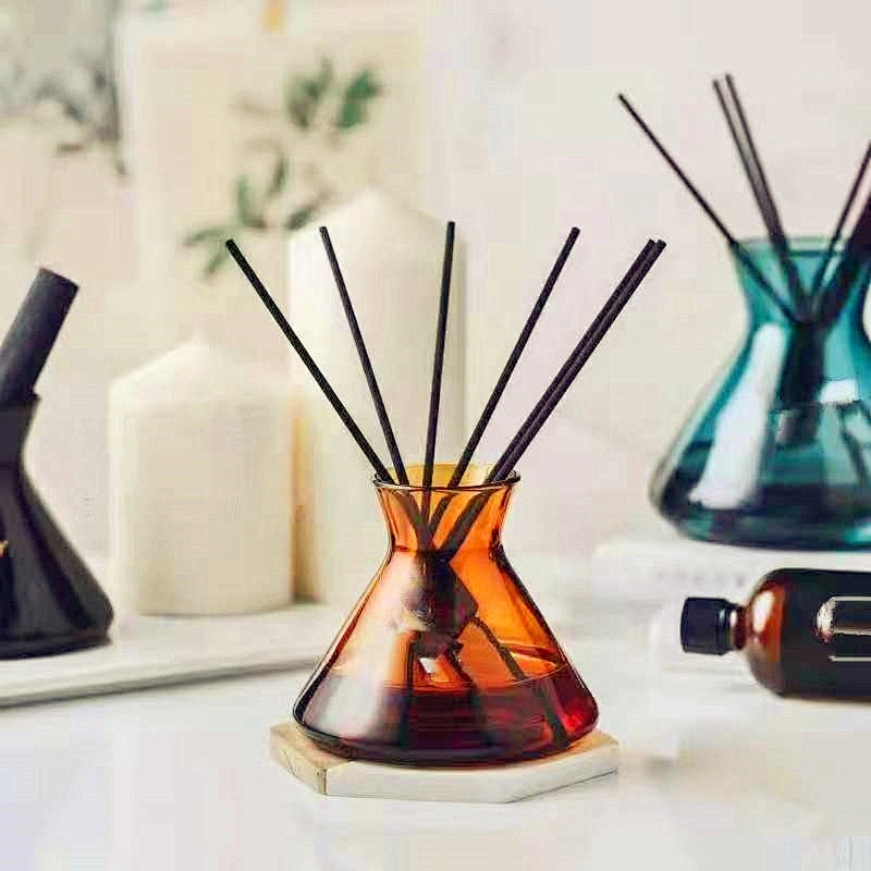 200ml Cone Shape Home Decor Glass Reed Diffuser Bottle With Carbon Rods