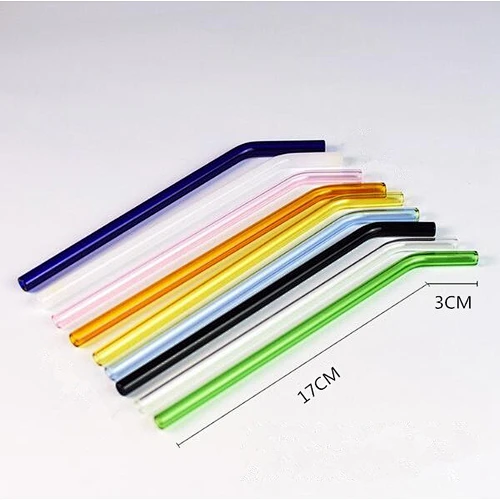 Reusable Straight and Bent Heat-resistant High Borosilicate Drinking Glass Straws With Customized Color and Logo