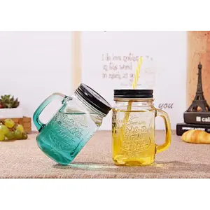300ml Multiple Styles Glass Mason Jar With lid and handles