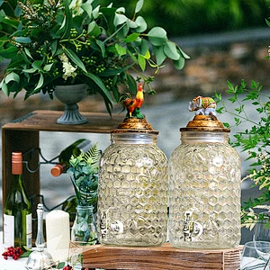 4L Creative Clear Glass Cold Beverage Drink Dispenser With Infuser On Metal Stand