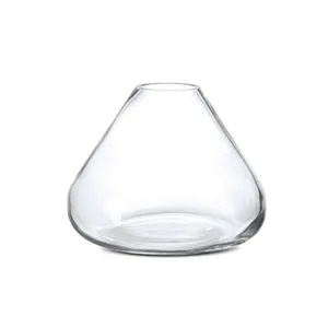 Customized Borosilicate Ornamental Cone Shaped Glass Vase for Home Decoration
