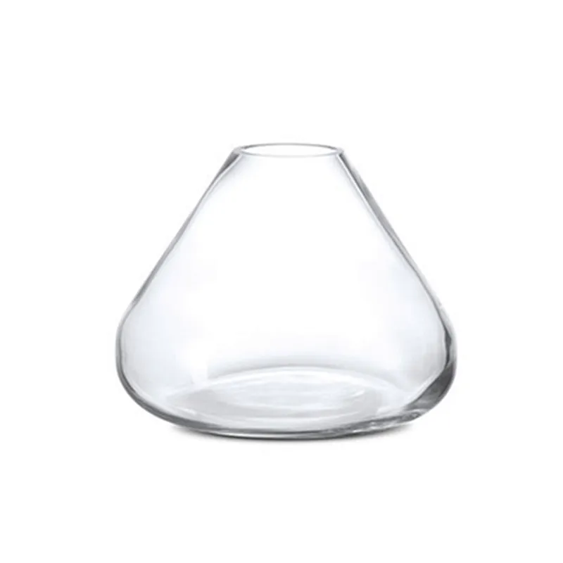 Customized Borosilicate Ornamental Cone Shaped Glass Vase for Home Decoration
