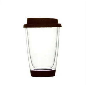 Free Sample Wholesale Customize Logo Reusable Insulated Glass Cup With Silicone Sleeve