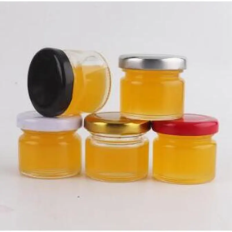 Mini 25ml/35ml/50ml/75ml/100ml Transparent Round Glass Jam Jar With Silver/Golden Metal Closure