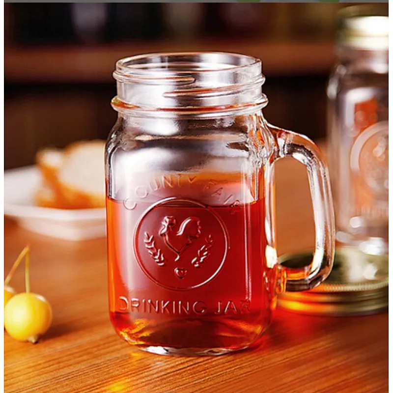 Lovely  Pattern Hot Cold Drinking Glass Mason Jar With Straw
