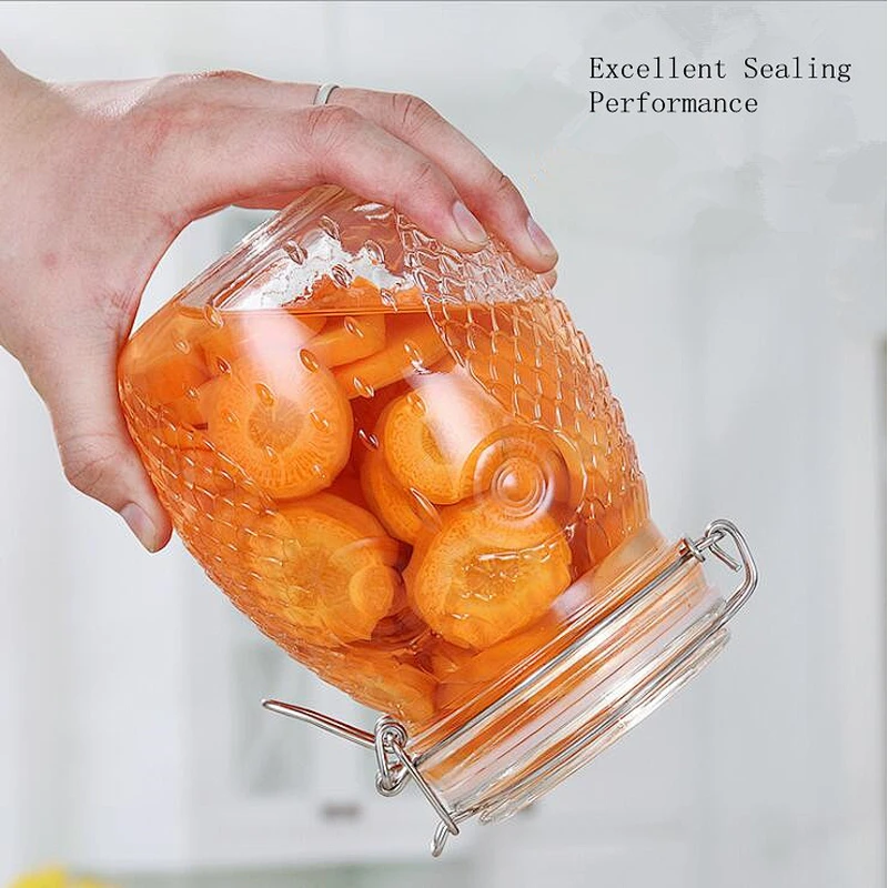1000ml,1400ml,2000ml wide mouth owl shape leakproof glass food storage jar container with Clamp airtight lid & silicon gasket