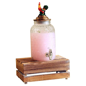 4L Creative Clear Glass Cold Beverage Drink Dispenser With Infuser On Metal Stand