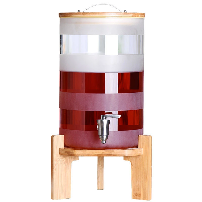Wholesale Cylinder Glass Beverage Drink Dispenser With Mental Tap