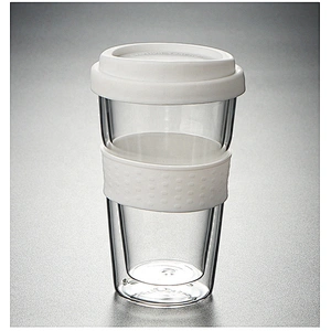 Amazon Hot Selling Customize Logo Reusable Borosilicate Glass Coffee Cup with Silicone Sleeve