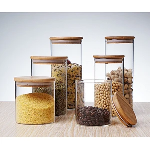 Pyrex Borosilicate Food Storage Glass Canister with Bamboo Lid for Kitchen Organization