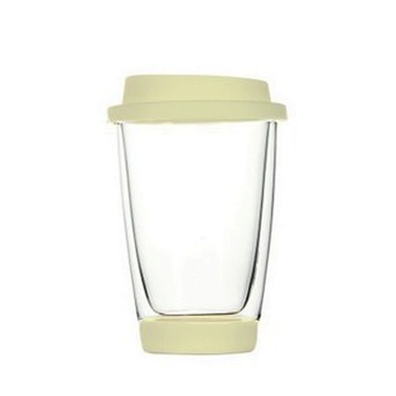 Free Sample Wholesale Customize Logo Reusable Insulated Glass Cup With Silicone Sleeve