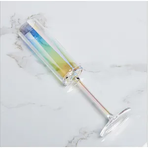 Hot saling Colorful fluorescence champagne flutes wine glass cup cocktail glass