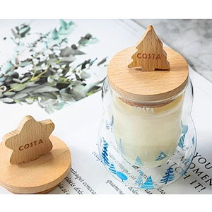 200ml Promotion Clear Double Wall Christmas Glass Cup for  Drinkware Gift