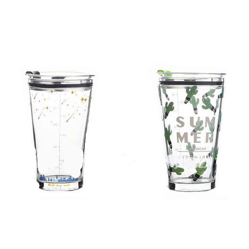 Hot & Cold Drinking Glass Reusable Coffee Cup Tumbler with lid